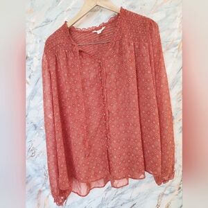 Women's Time & Tru XXL Blouse Orange Floral